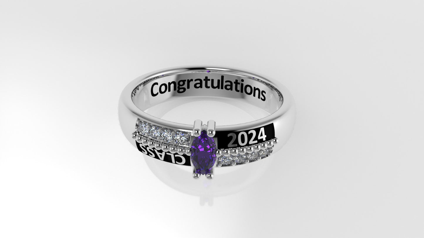 14K Grade Gold Ring with 9 STONES, Stt: Prong, Cut Chanel