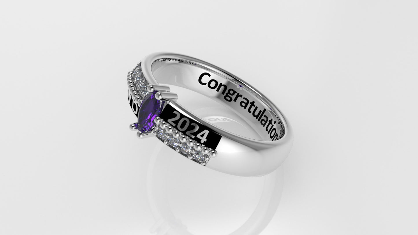 14K Grade Gold Ring with 9 STONES, Stt: Prong, Cut Chanel
