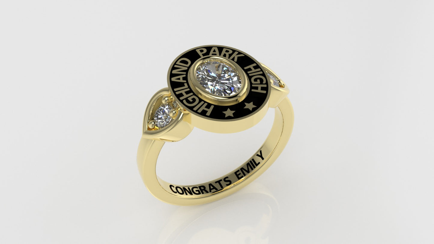 14K Grade Gold Ring with 3 STONES, Stt: Prong and Bezel