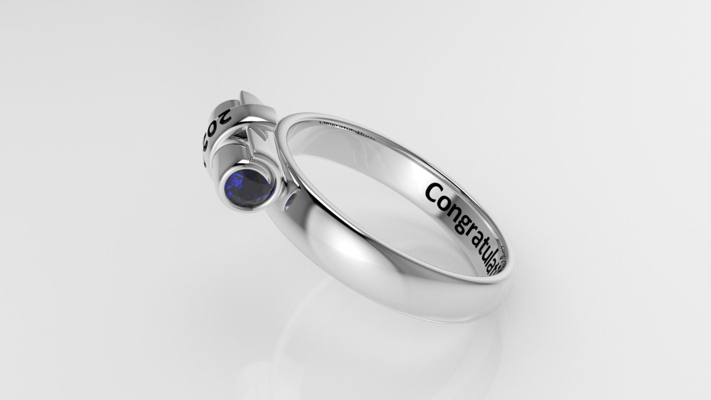 14K Grade Gold Ring with 2 SAPPHIRE, Stt: Bezel