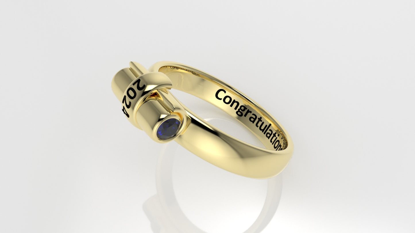 14K Grade Gold Ring with 2 SAPPHIRE, Stt: Bezel