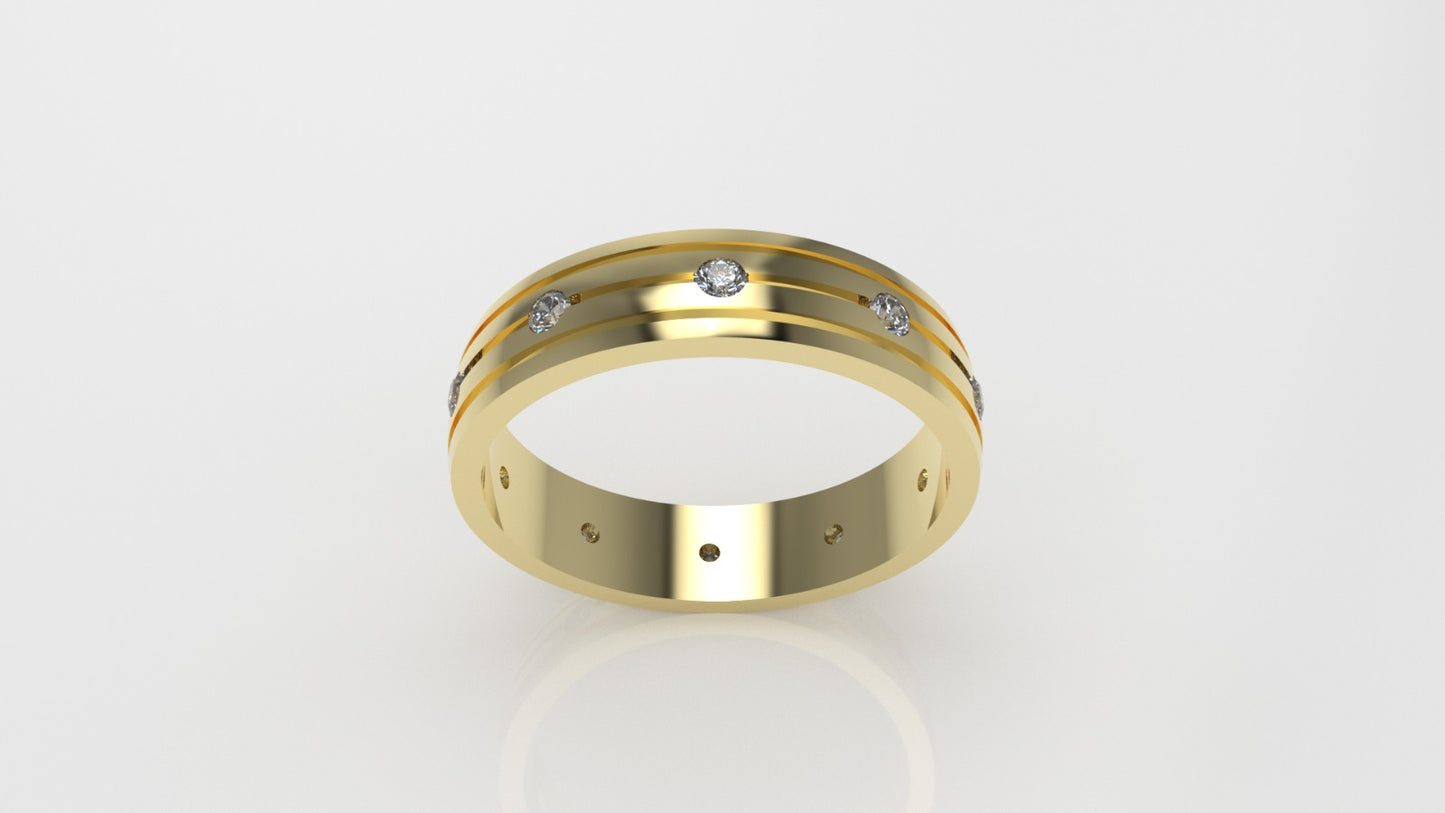 14K Gold Ring with 10 DIAMONDS, Stt: Bezel, For Men