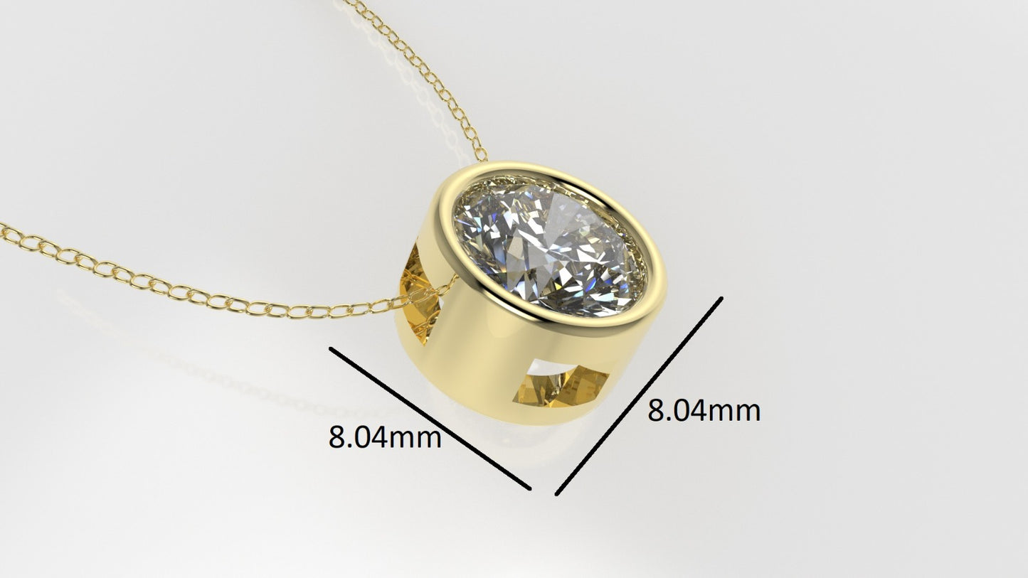 14K Gold Pendant with 1 Diamond VS1, STT: Bezel, Only Pendant