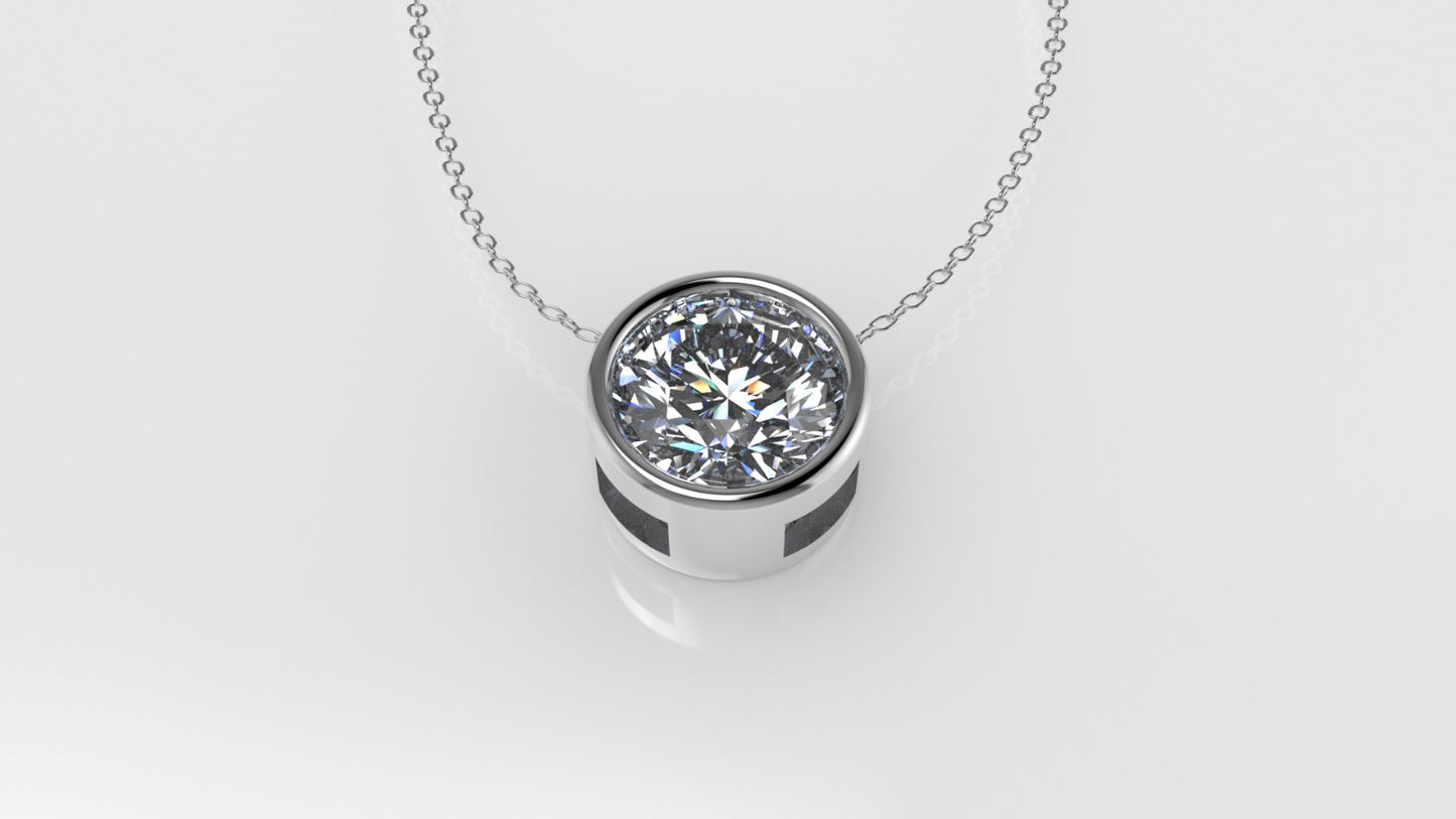 14K Gold Pendant with 1 Diamond VS1, STT: Bezel, Only Pendant