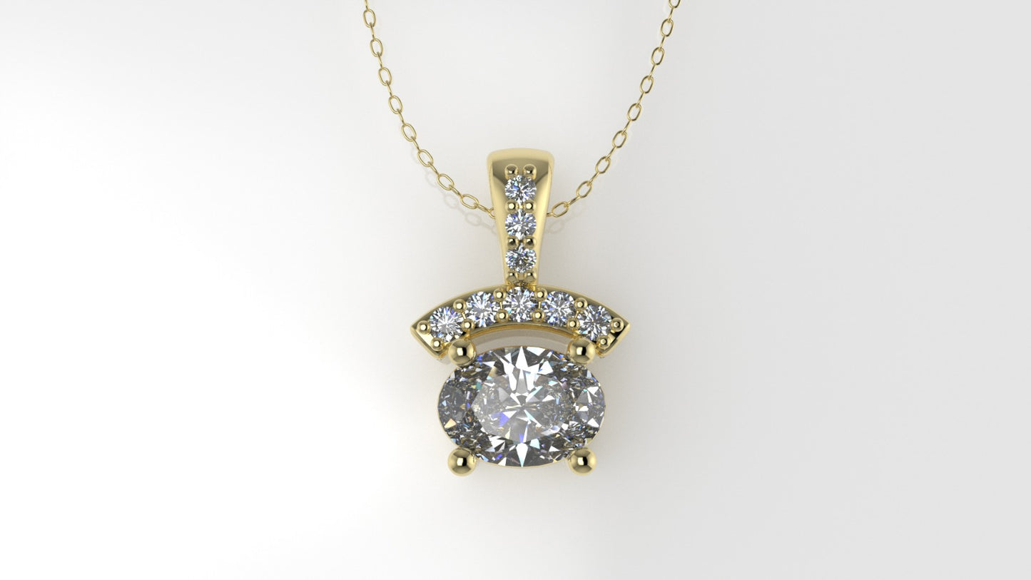 14K Gold Pendant with 9 Diamonds VS1, STT: Prong, Only Pendant