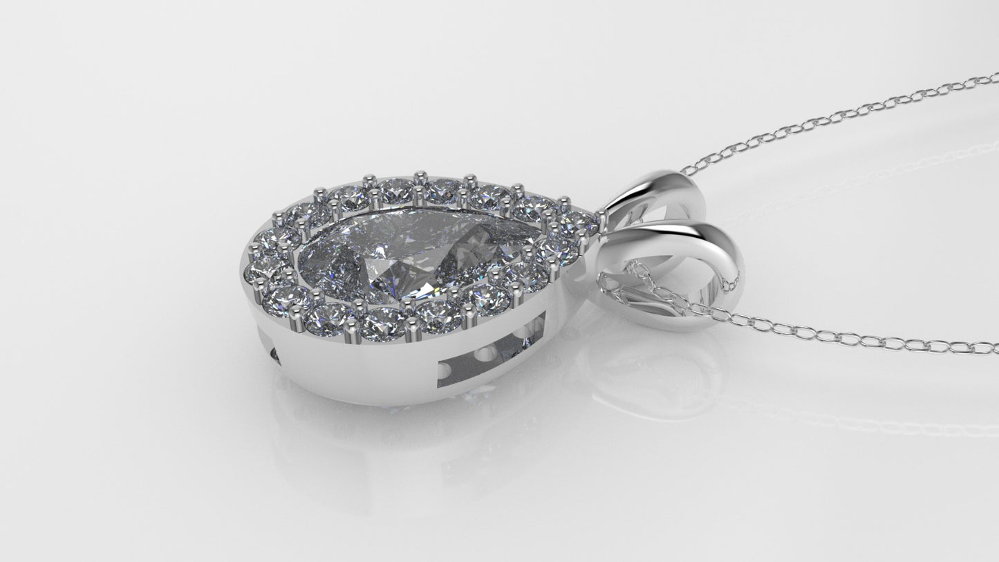 14K Gold Pendant with 17 Diamonds VS1, STT: Prong and Bezel, Only Pendant
