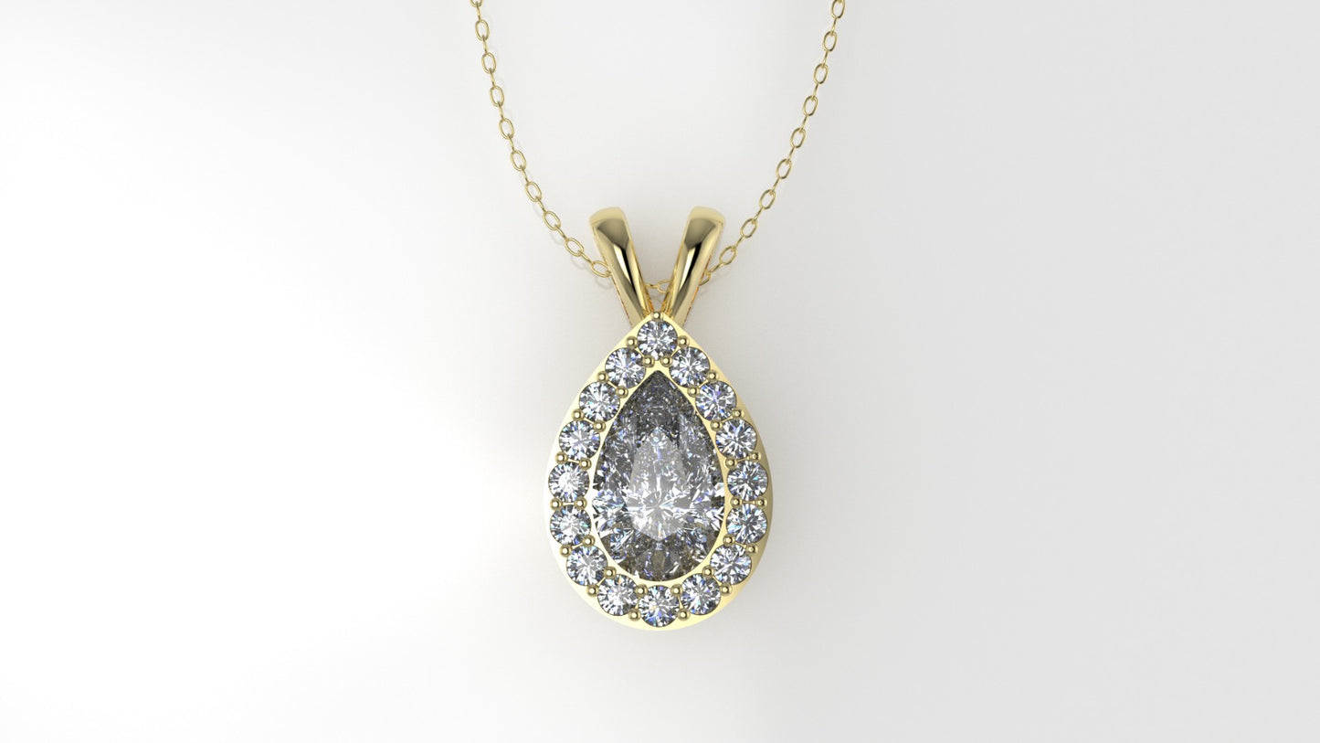 14K Gold Pendant with 17 Diamonds VS1, STT: Prong and Bezel, Only Pendant