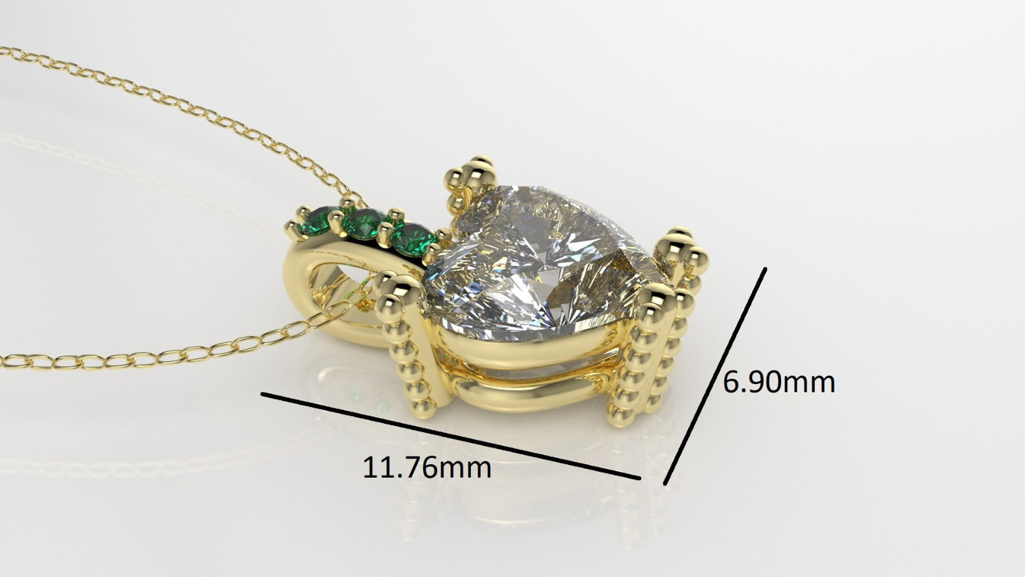 14K Gold Pendant with 4 STONES, STT: Prong, Only Pendant