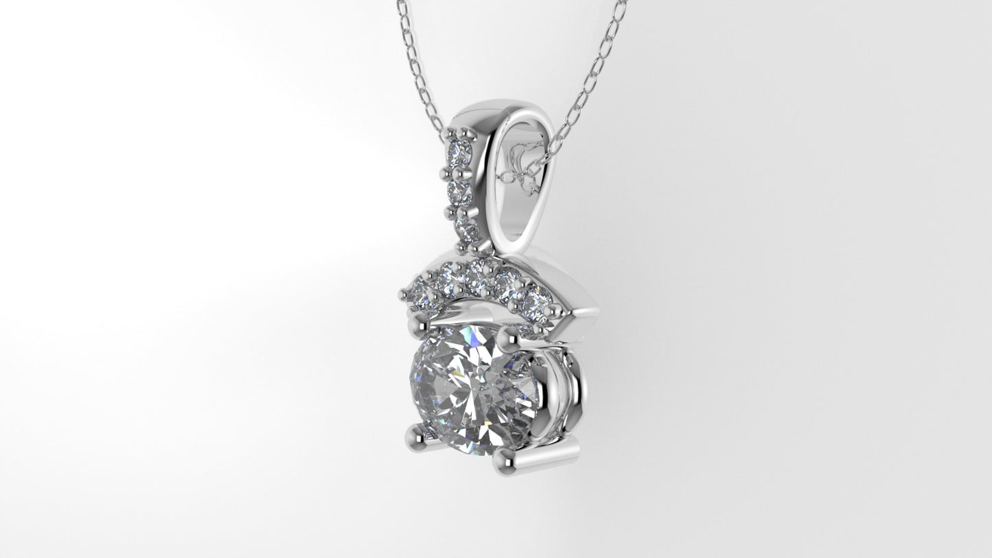 14K Gold Pendant with 9 Diamonds VS1, STT: Prong, Only Pendant