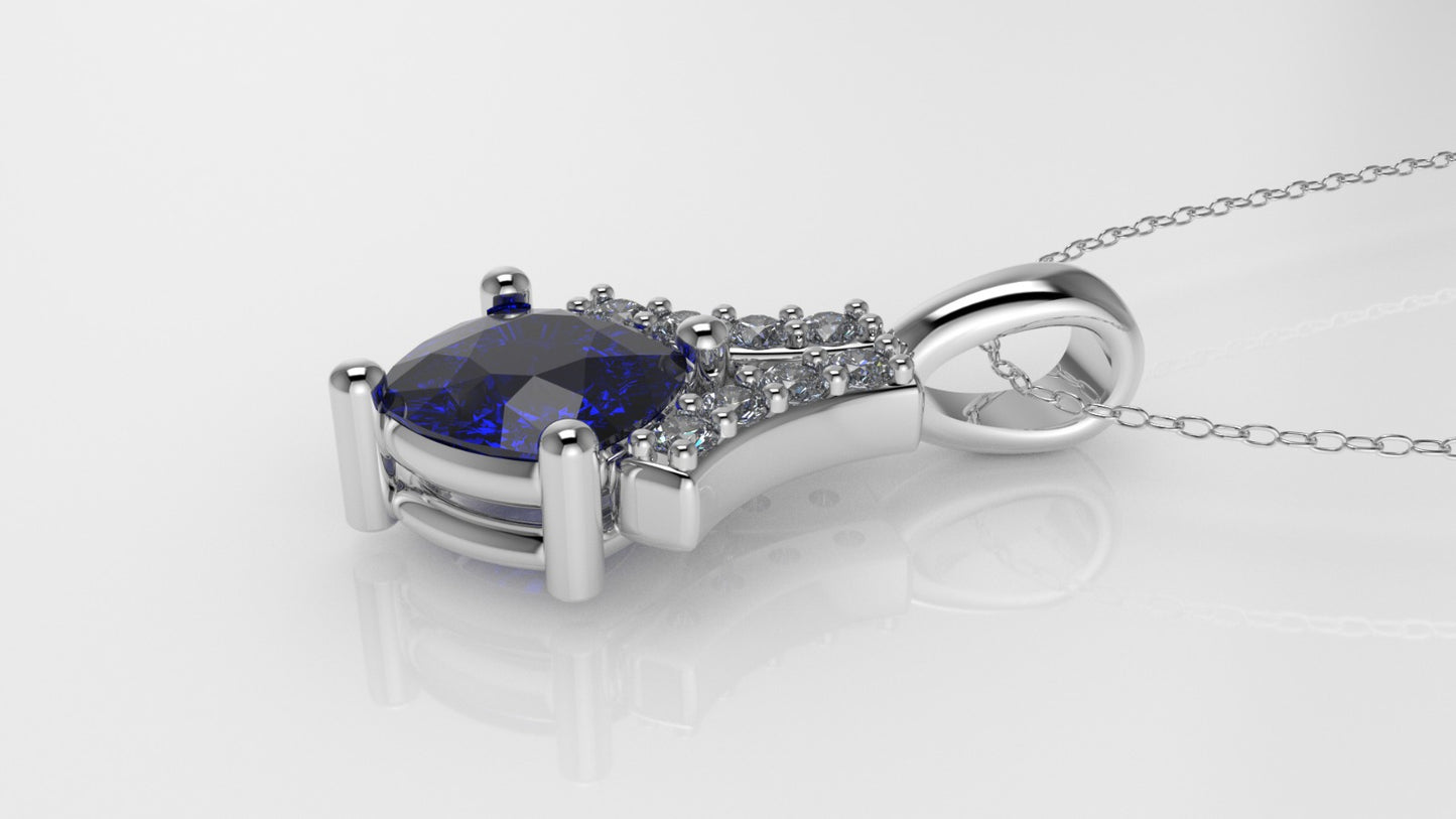 14K Gold Pendant with 9 STONES VS1, STT: Prong, Only Pendant
