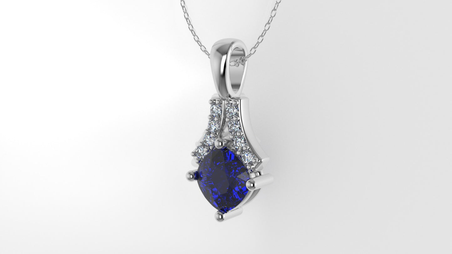 14K Gold Pendant with 9 STONES VS1, STT: Prong, Only Pendant