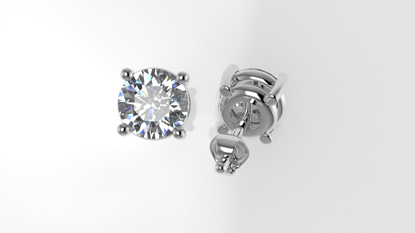 14k Gold Earrings with 2 DIAMONDS VS1 , "STT: Prong", Push Back