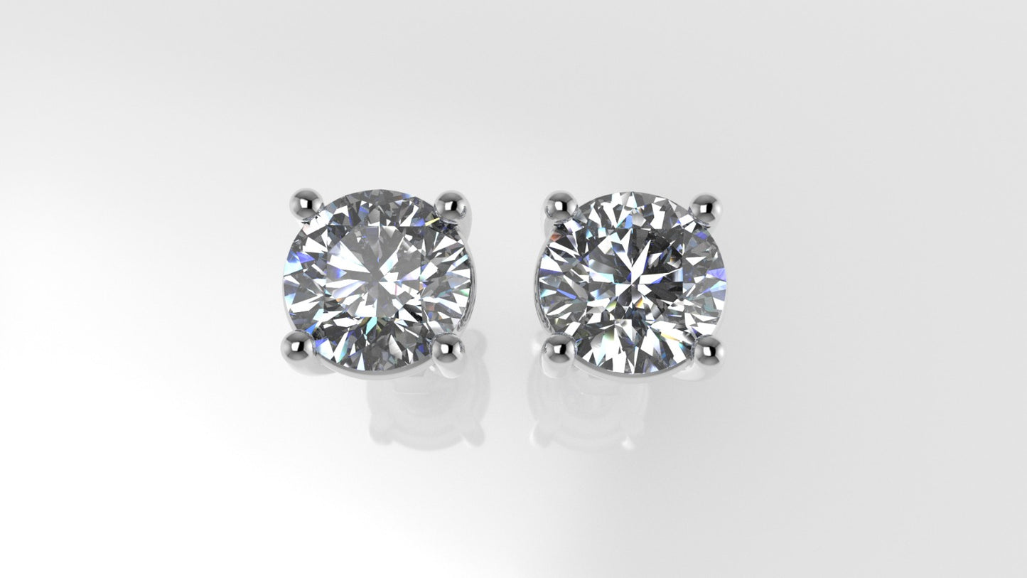14k Gold Earrings with 2 DIAMONDS VS1 , "STT: Prong", Push Back