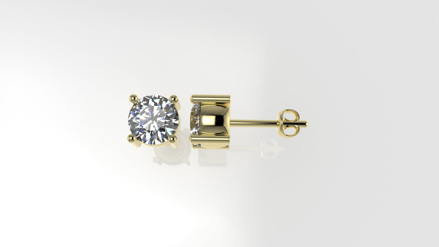 14k Earrings with 2 DIAMONDS VS1, "STT: Prong", Push Back