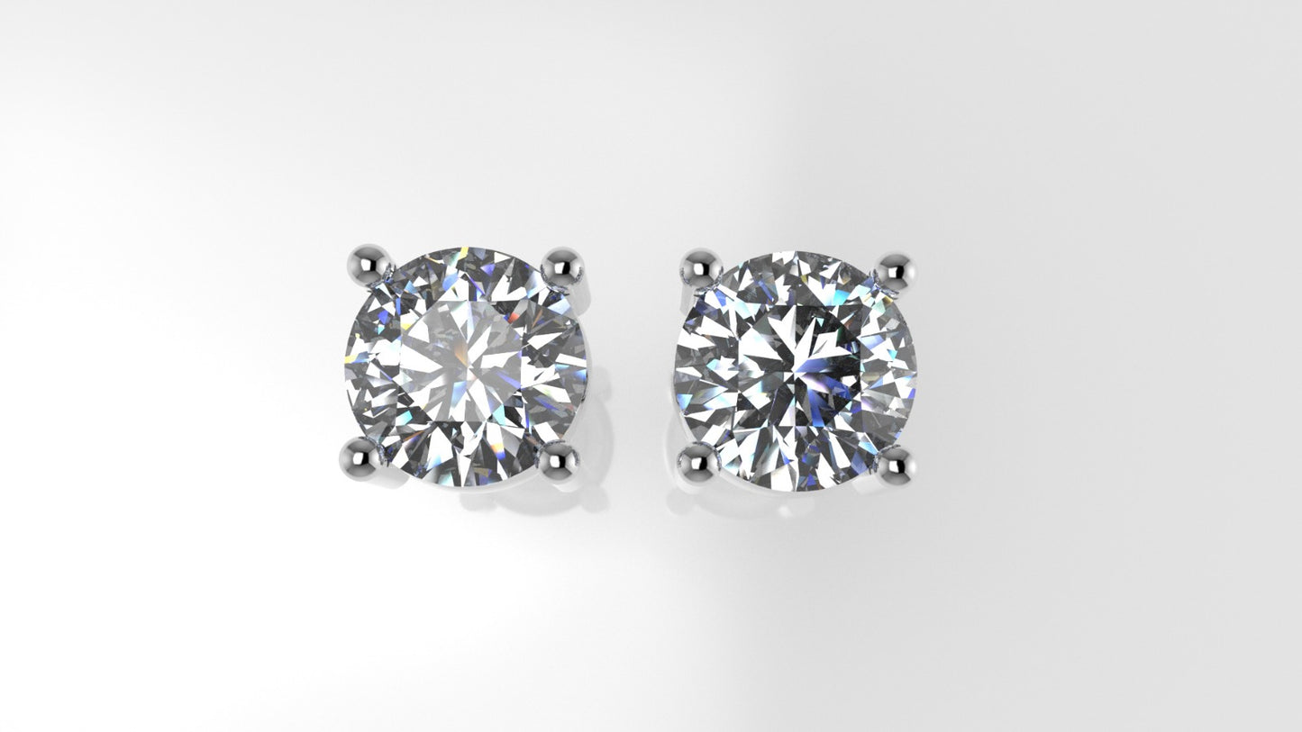 14k Earrings with 2 DIAMONDS VS1, "STT: Prong", Push Back