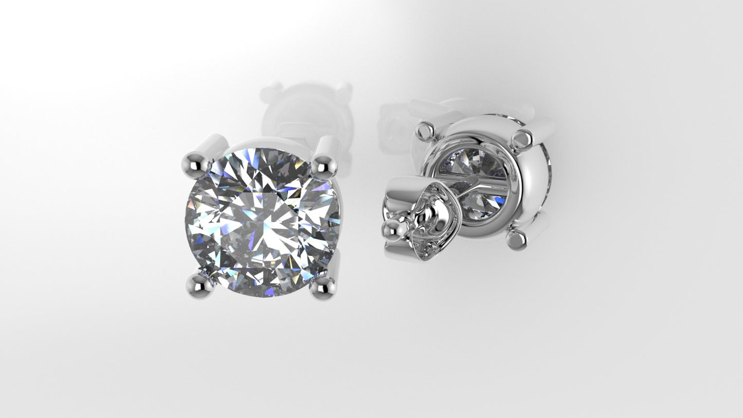 14k Earrings with 2 DIAMONDS VS1, "STT: Prong", Push Back