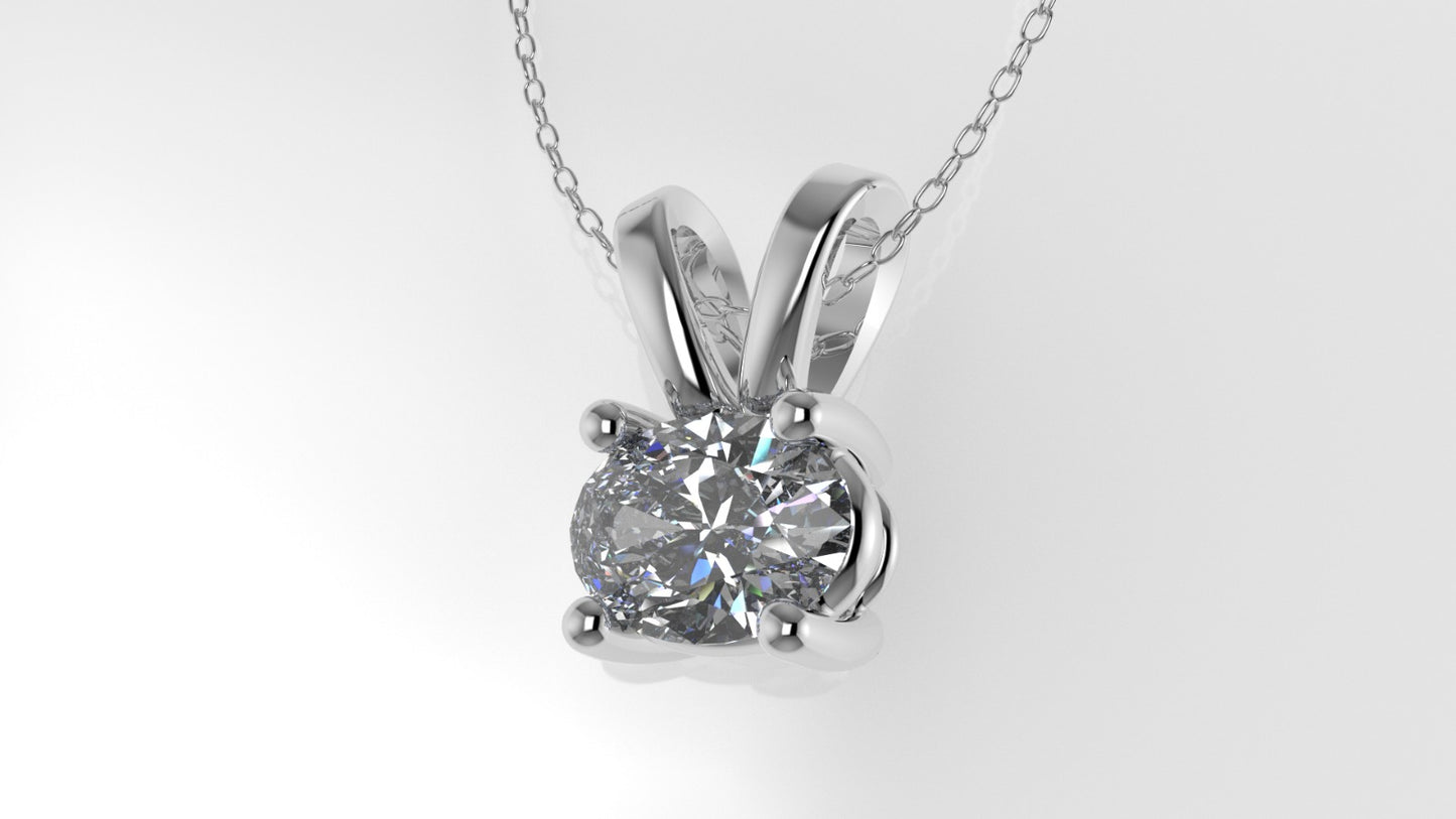 14K Gold Pendant with 1 Oval Diamond VS1, STT: Prong, Only Pendant Included Bell