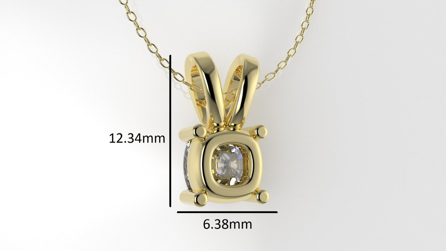 14K Gold Pendant with 1 Cushion Diamond VS1, STT: Prong, Only Pendant Included Bell