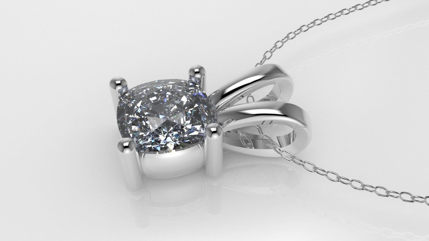 14K Gold Pendant with 1 Cushion Diamond VS1, STT: Prong, Only Pendant Included Bell