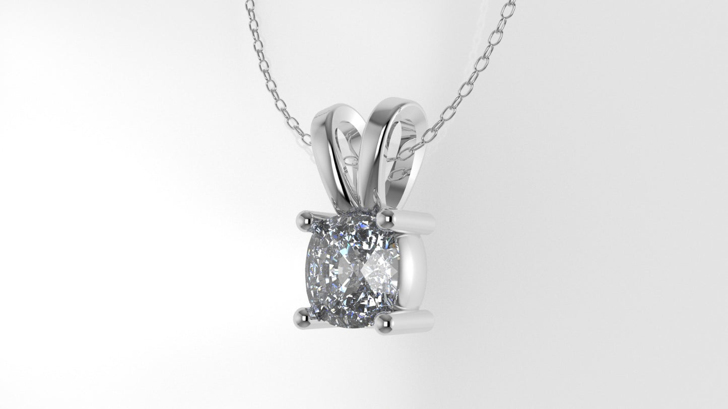 14K Gold Pendant with 1 Cushion Diamond VS1, STT: Prong, Only Pendant Included Bell
