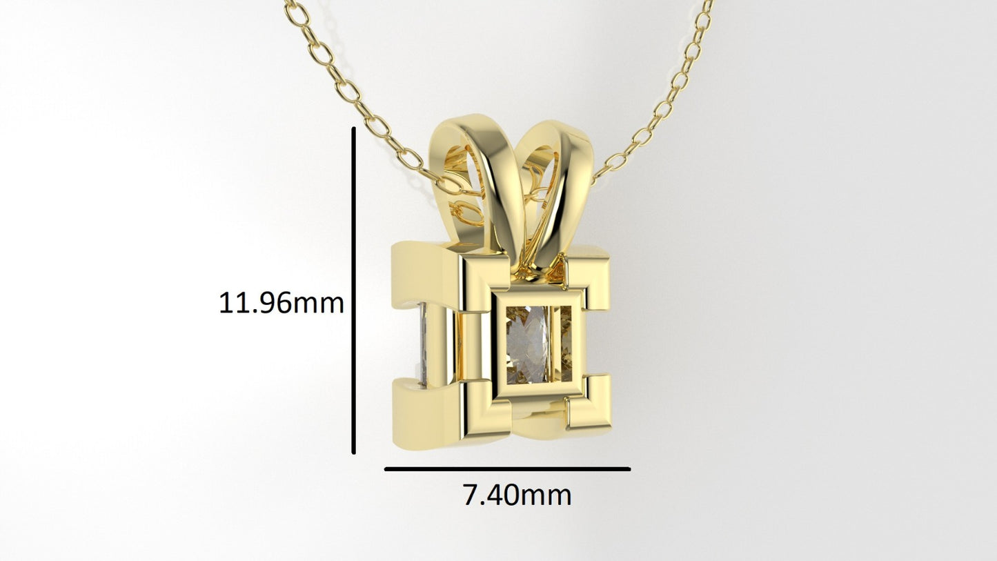 14K Gold Pendant with 1 Princess Diamond VS1, STT: Prong, Only Pendant Included Bell