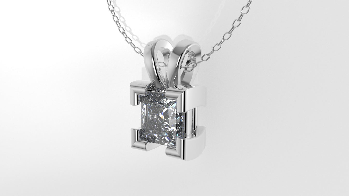 14K Gold Pendant with 1 Princess Diamond VS1, STT: Prong, Only Pendant Included Bell