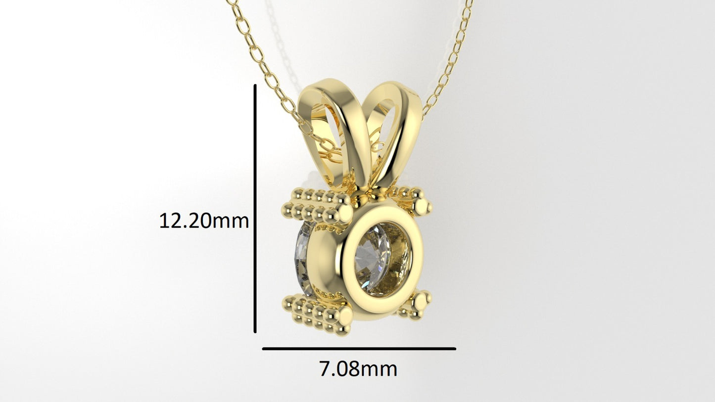 14K Gold Pendant with 1 Round Diamond VS1, STT: Prong with FILIGREE, Only Pendant Included Bell
