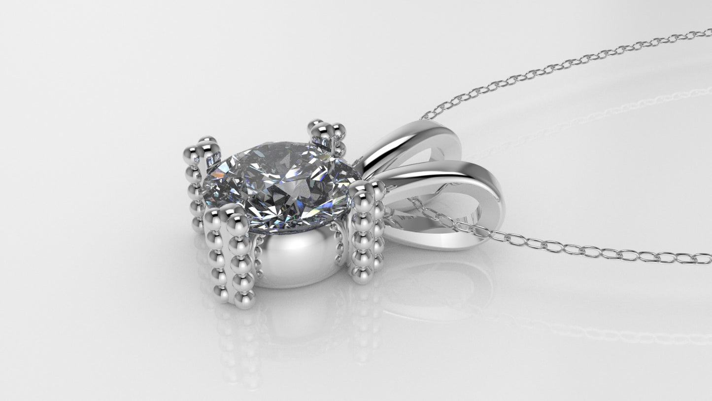 14K Gold Pendant with 1 Round Diamond VS1, STT: Prong with FILIGREE, Only Pendant Included Bell