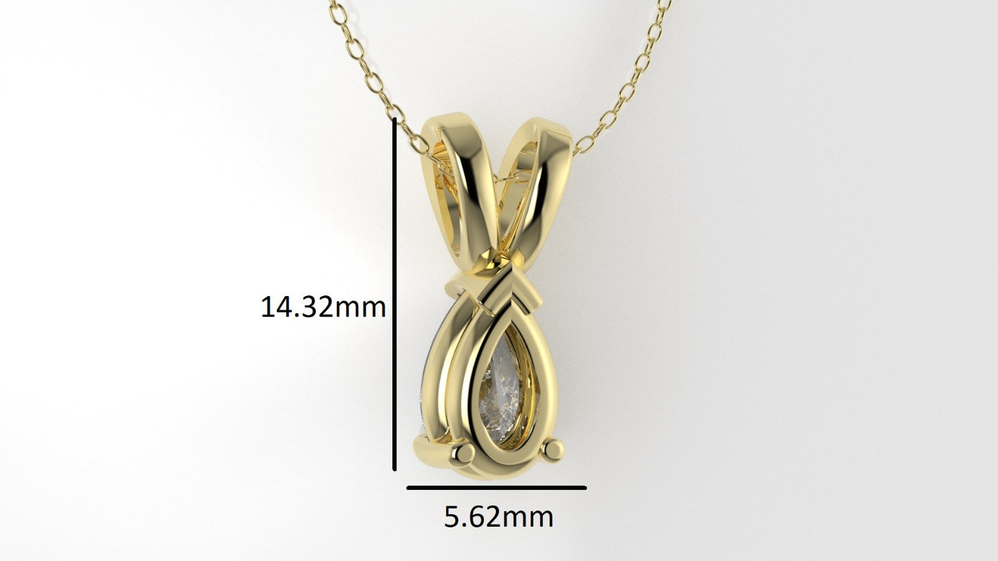 14K Gold Pendant with 1 Pear Diamond VS1, STT: Prong, Only Pendant Included Bell