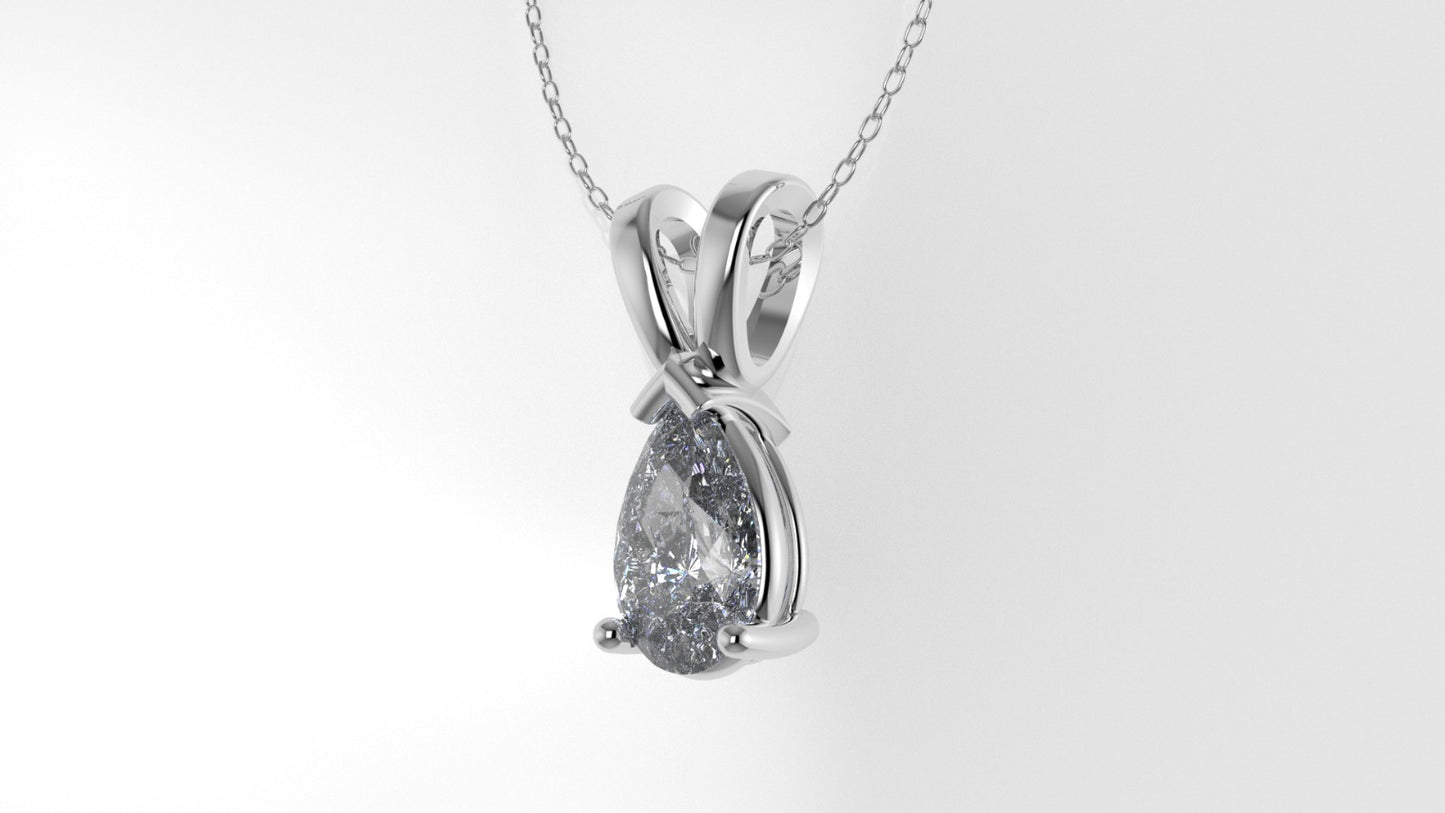 14K Gold Pendant with 1 Pear Diamond VS1, STT: Prong, Only Pendant Included Bell