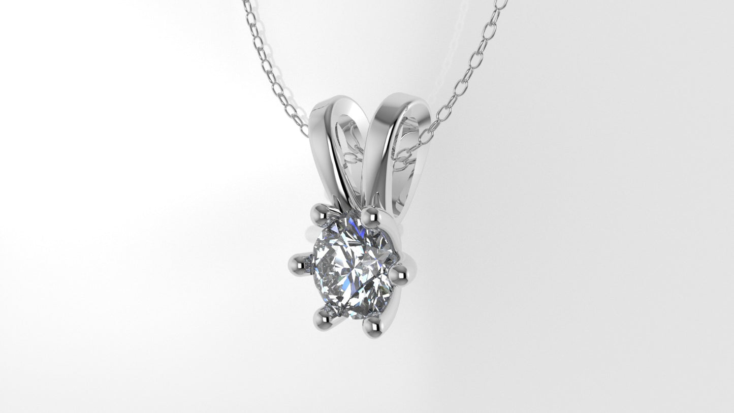 14K Pendant with 1 Round Diamond VS1, STT: Prong, Only Pendant Included Bell