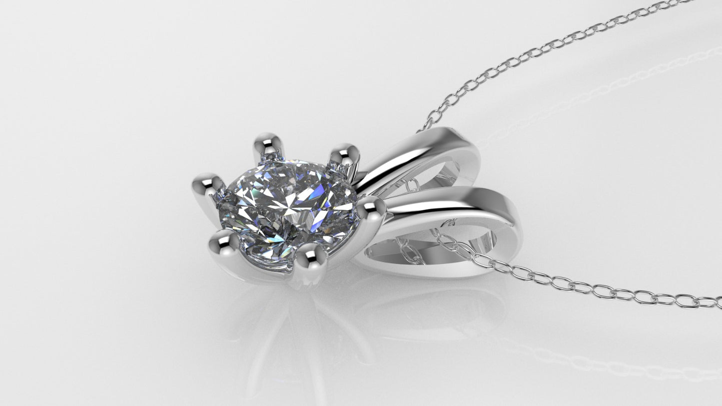 14K Pendant with 1 Round Diamond VS1, STT: Prong, Only Pendant Included Bell