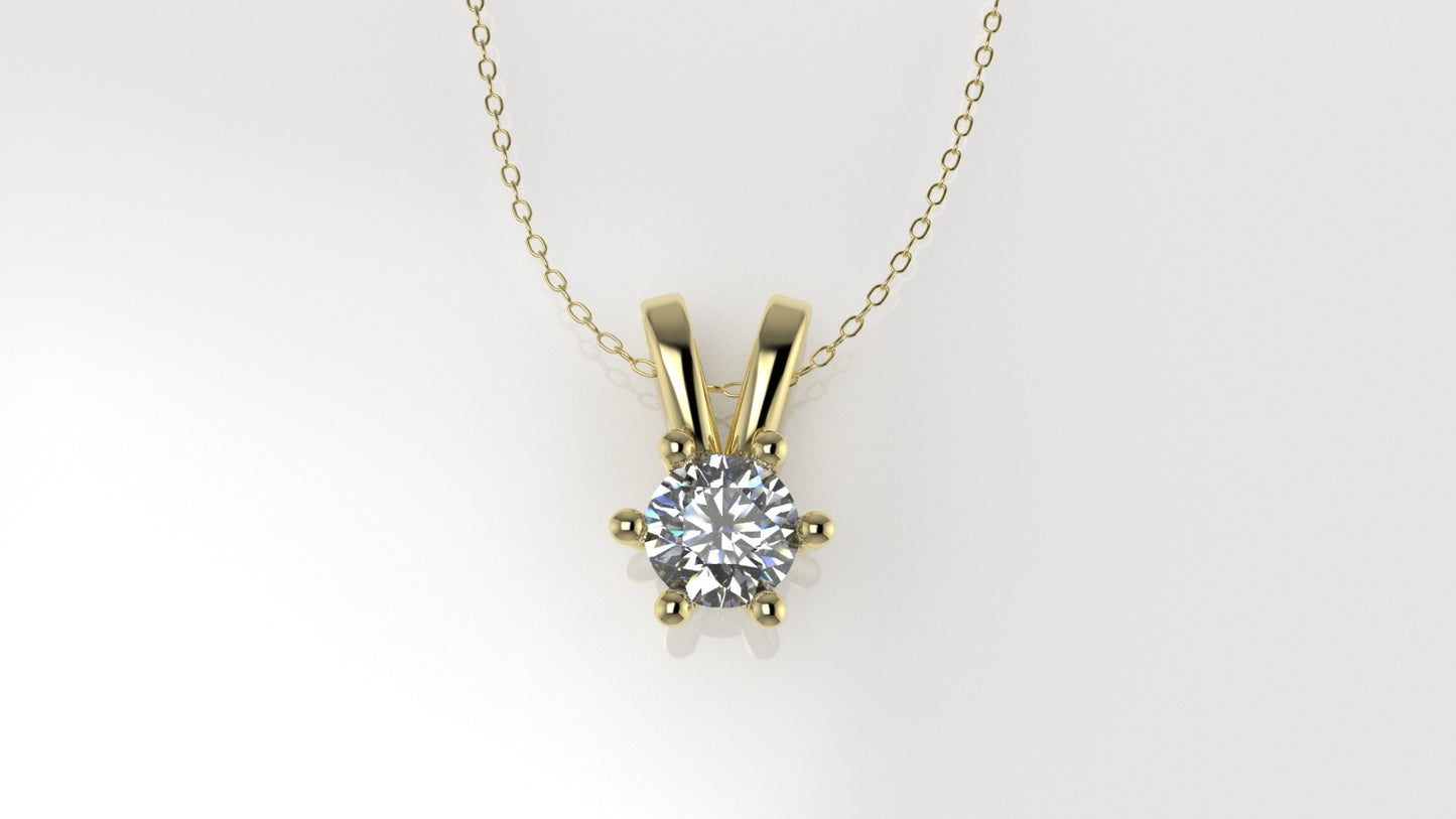 14K Pendant with 1 Round Diamond VS1, STT: Prong, Only Pendant Included Bell