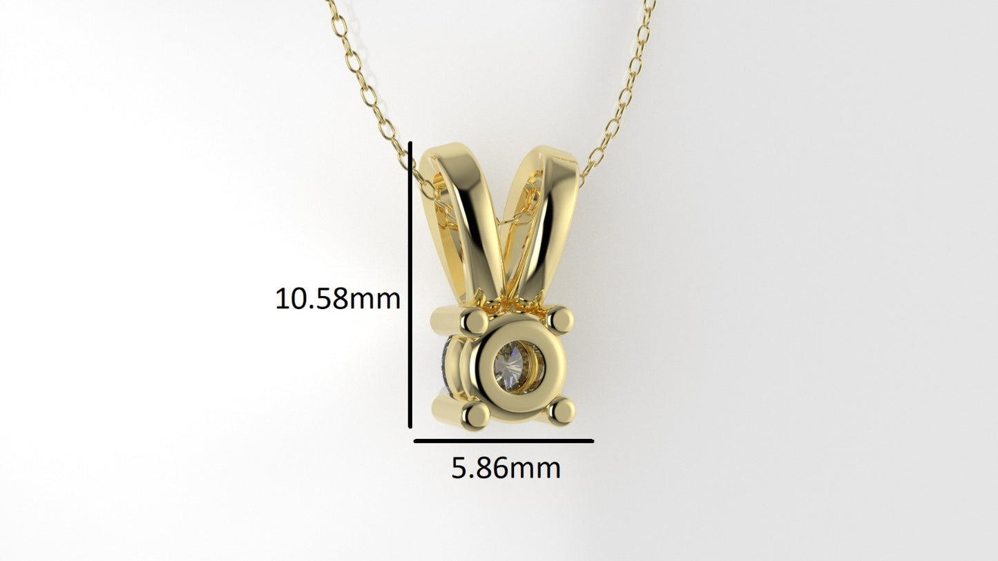 14K Pendant with 1 Round Diamond 0.25ct VS1, STT: Prong, Only Pendant Included Bell