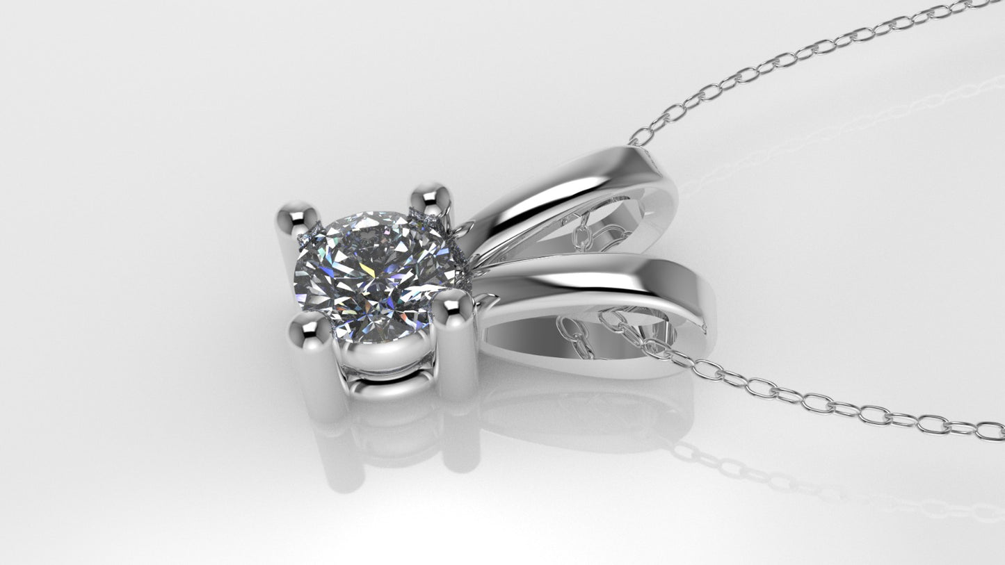 14K Pendant with 1 Round Diamond 0.25ct VS1, STT: Prong, Only Pendant Included Bell