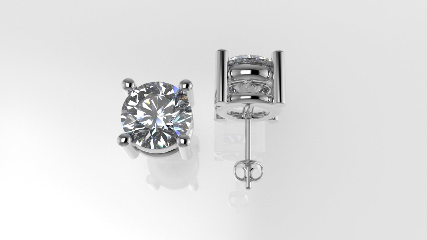 14k Earrings with 2 DIAMONDS 3.00ct VS1 , "STT: Prong", Push Back