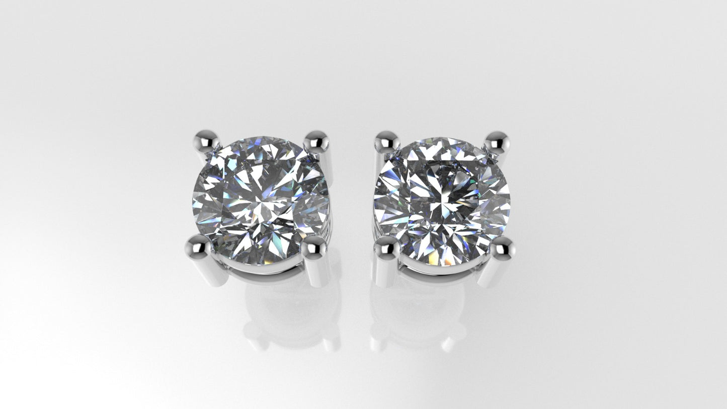 14k Earrings with 2 DIAMONDS 3.00ct VS1 , "STT: Prong", Push Back