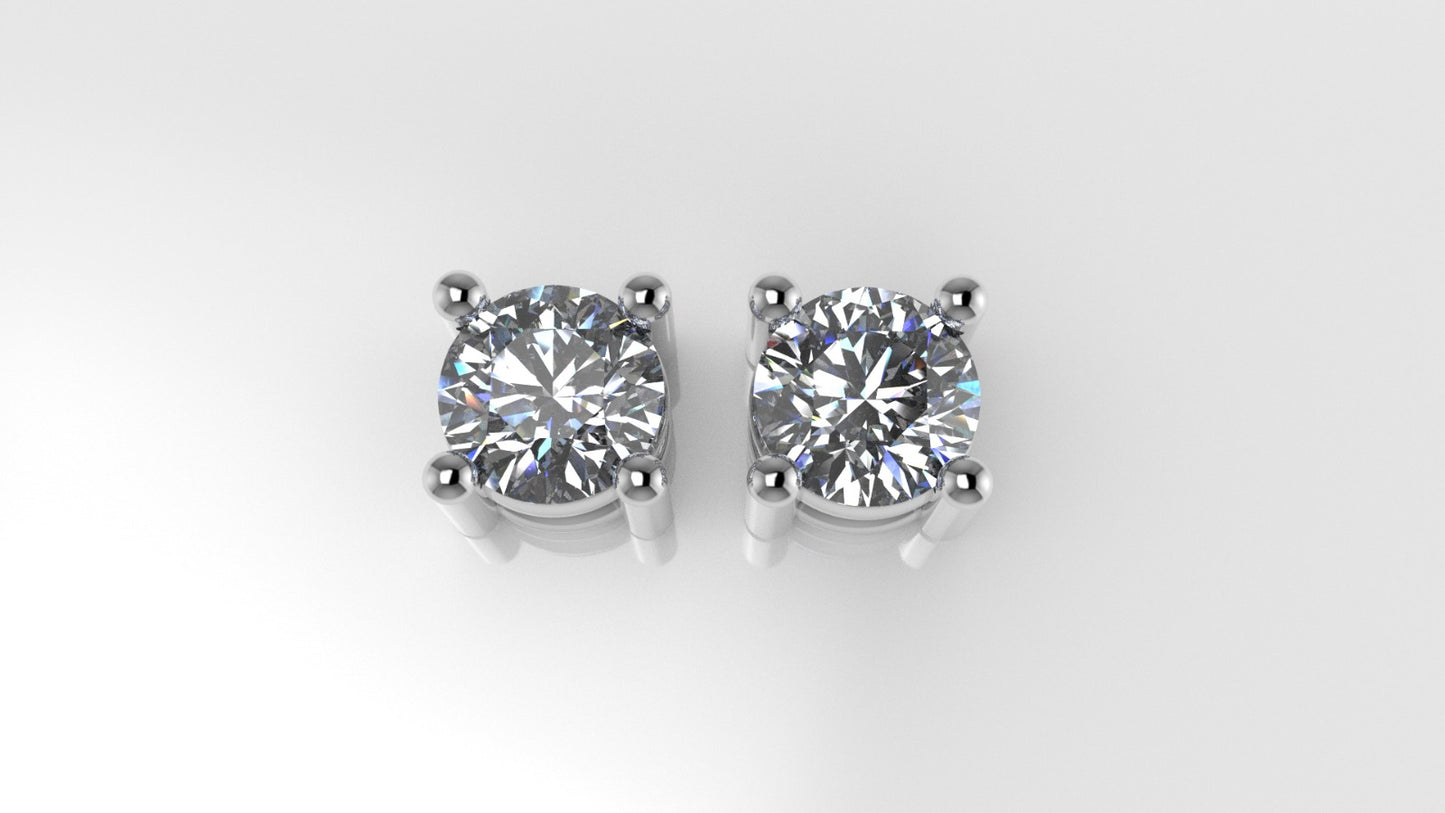 14k Earrings with 2 DIAMONDS 1.00ct VS1 , "STT: Prong", Push Back