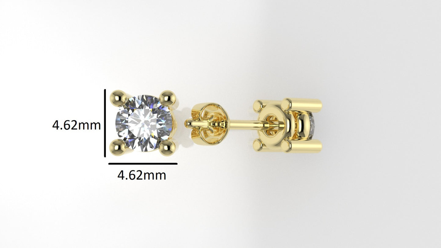 14k Earrings with 2 DIAMONDS 0.50ct VS1 , "STT: Prong", Push Back