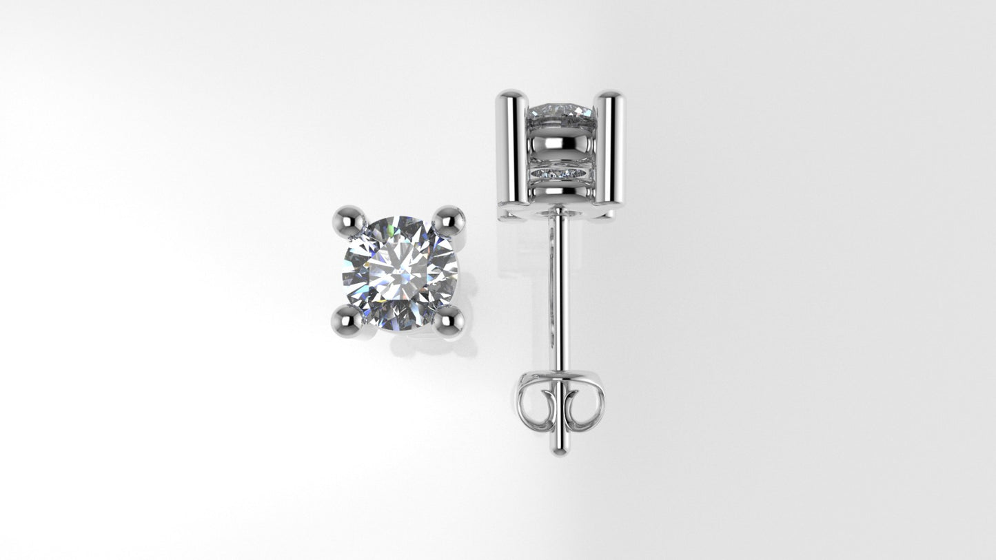 14k Earrings with 2 DIAMONDS 0.50ct VS1 , "STT: Prong", Push Back
