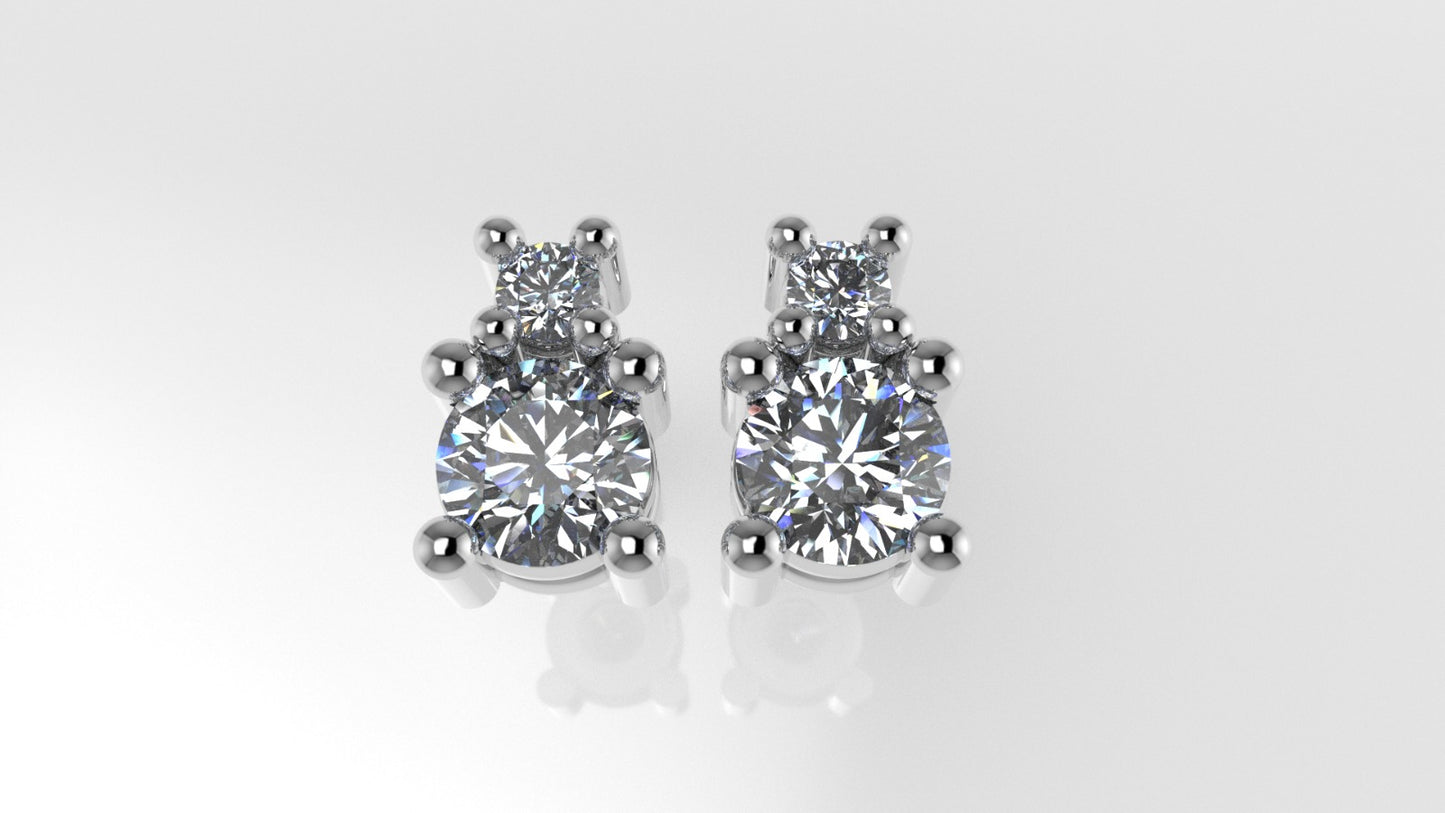 14K Gold Earrings with 4 DIAMONDS VS1, "0.50ct" "STT: 4-Prong", Push Back