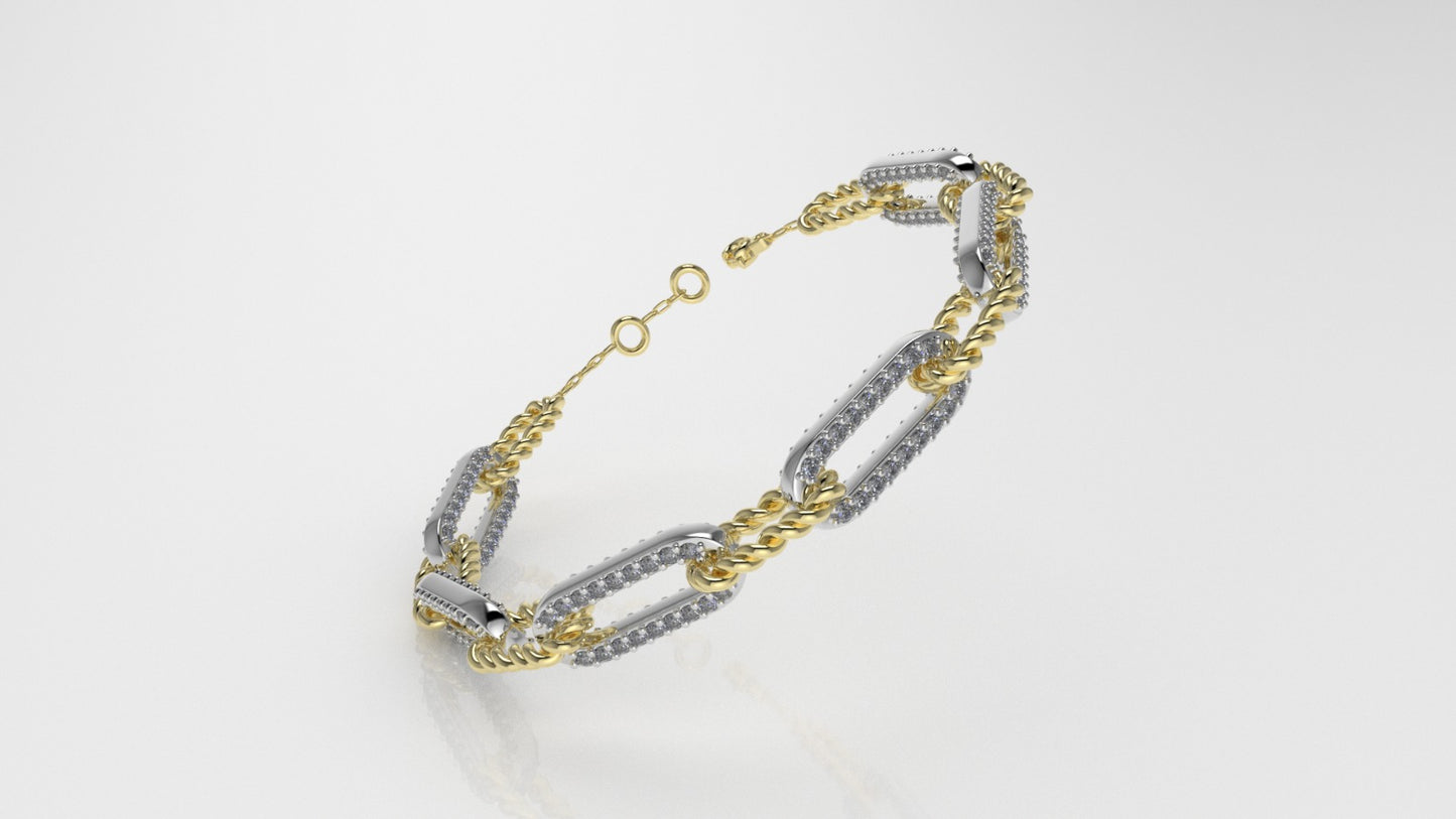 14K Gold Bracelet with 216 DIAMONDS, "Stt: Prong", long 7 or 7 1/2 inch