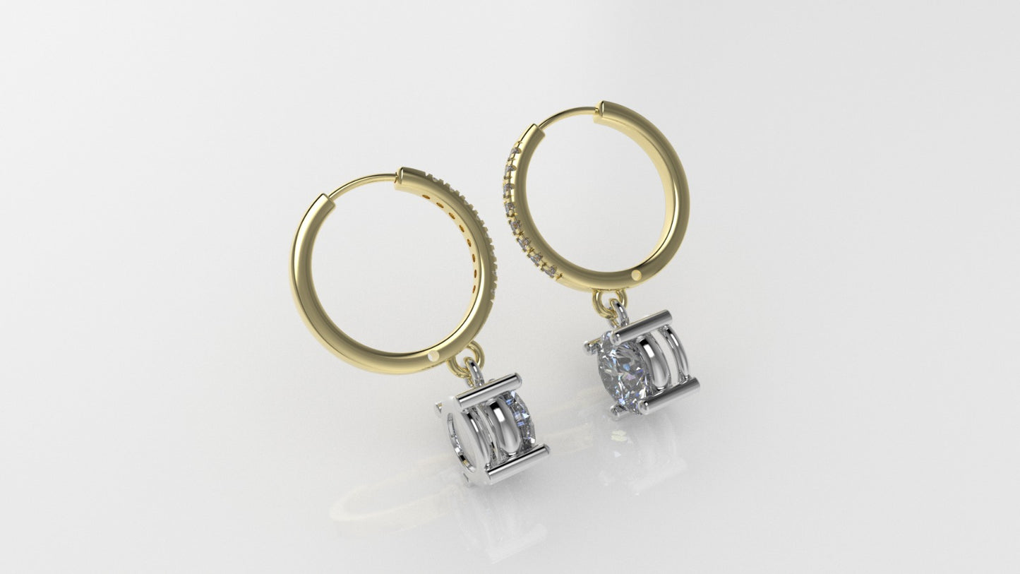 14k Gold Earrings with 18 DIAMONDS, 2ct, "STT: Cut Split"