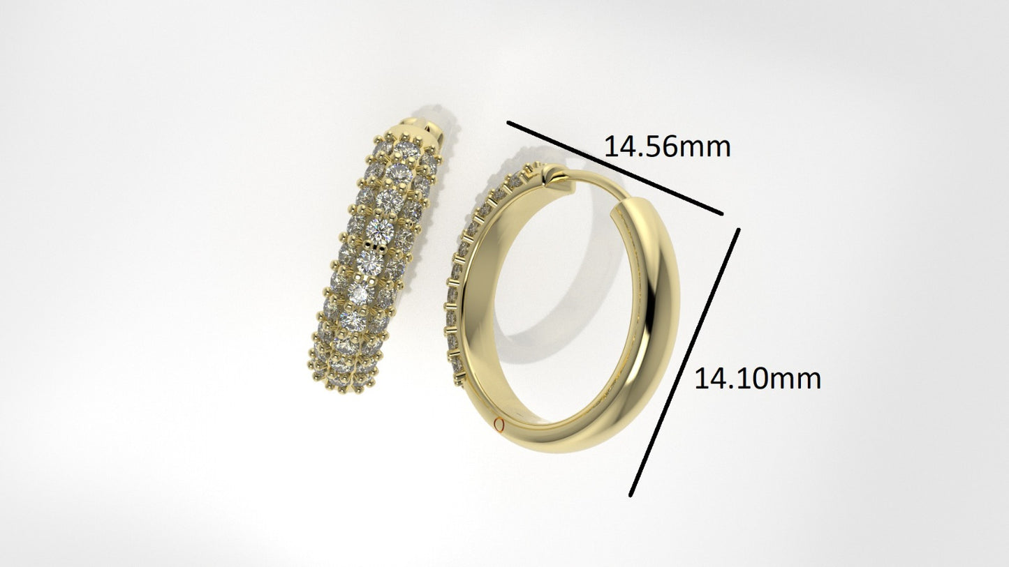 14k Gold Earrings with 60 DIAMONDS, "STT: Prongs"