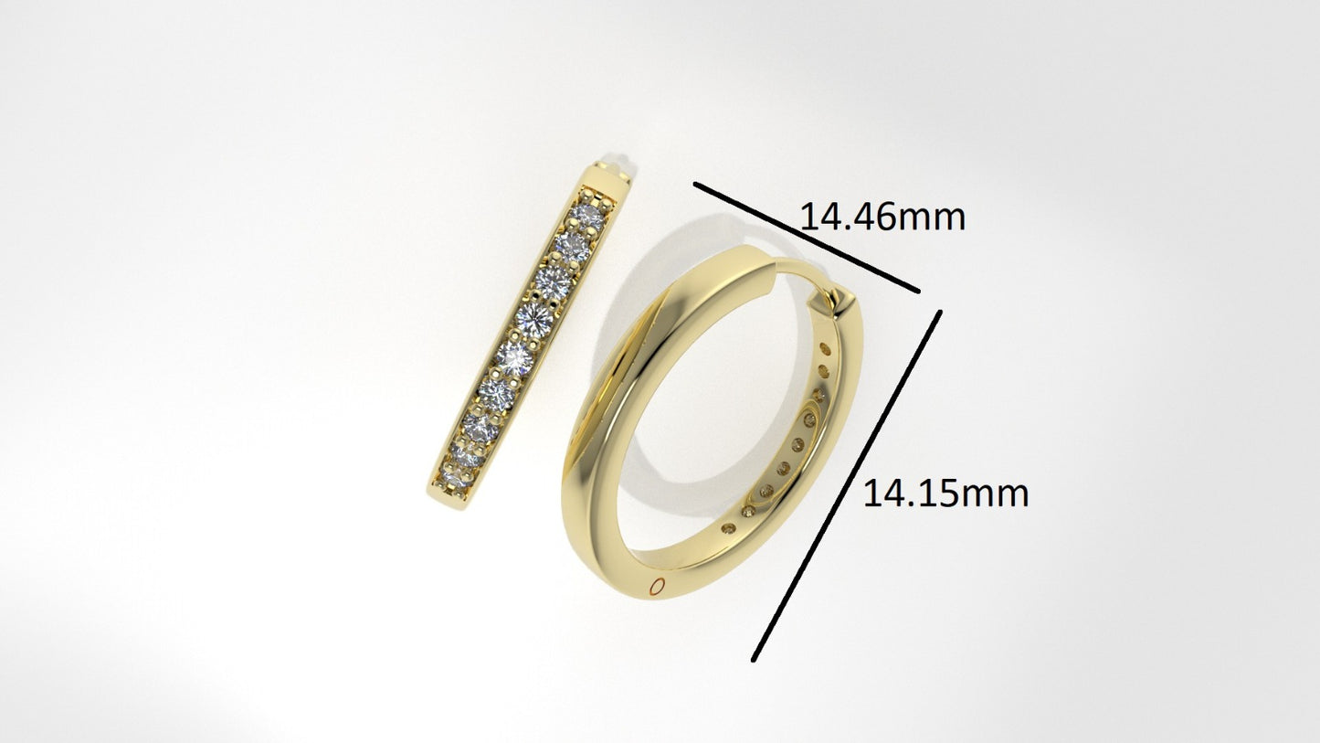 14k Gold Earrings with 18 DIAMONDS, "STT: Cut Chanel with Prongs"