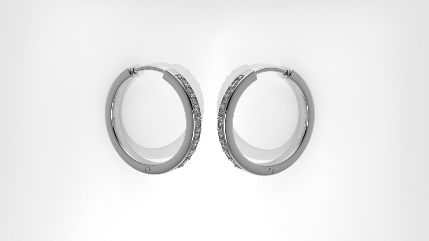 14k Gold Earrings with 18 DIAMONDS, "STT: Cut Chanel with Prongs"