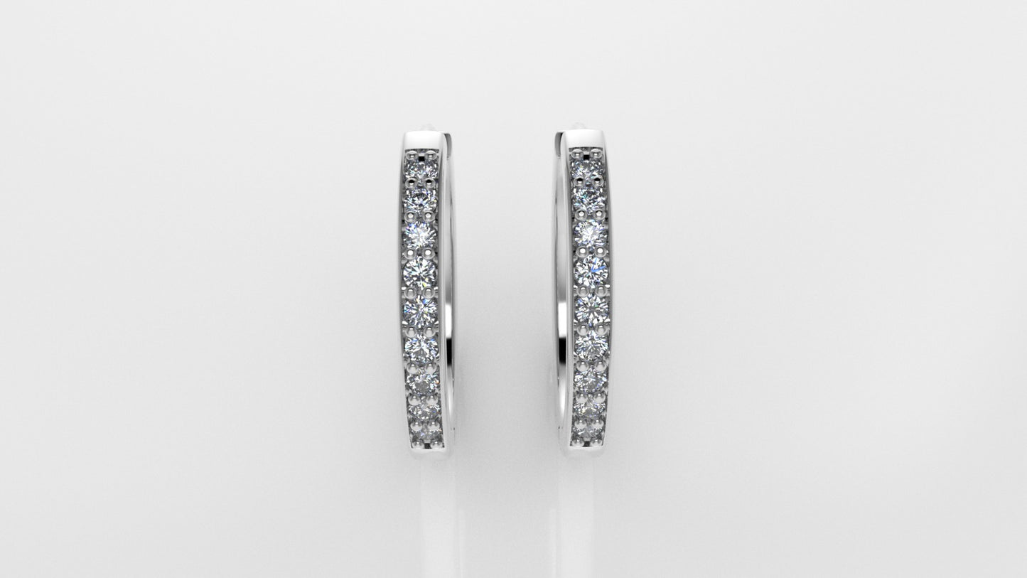 14k Gold Earrings with 18 DIAMONDS, "STT: Cut Chanel with Prongs"