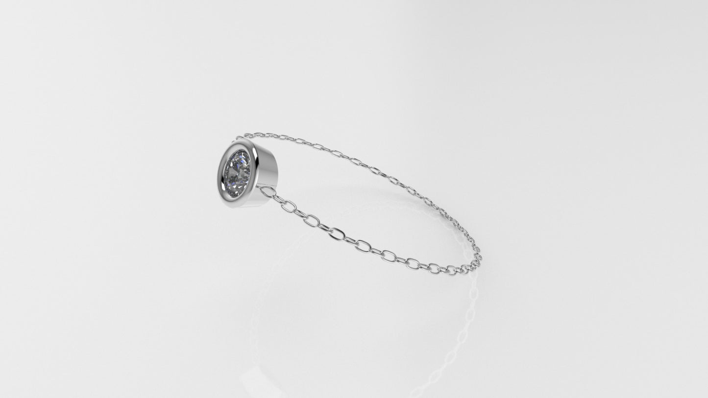 Birthstone Bezel Chain Ring with Diamond