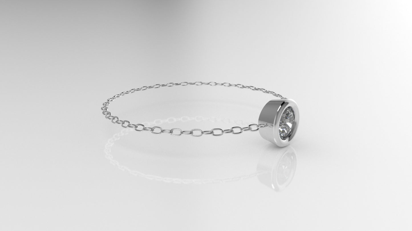 Birthstone Bezel Chain Ring with Diamond