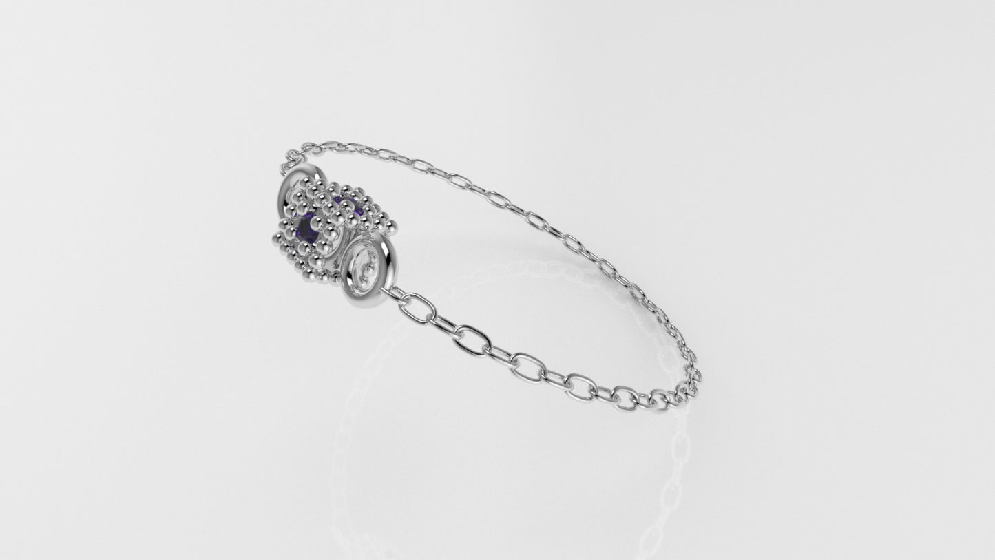 14k Birthstone Chain Ring with AMETHYST, FILIGREE